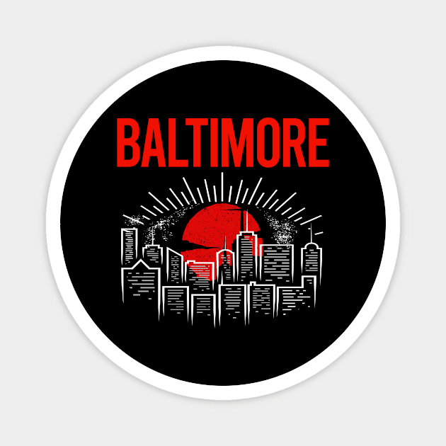 Red Moon Baltimore Magnet by Hanh Tay